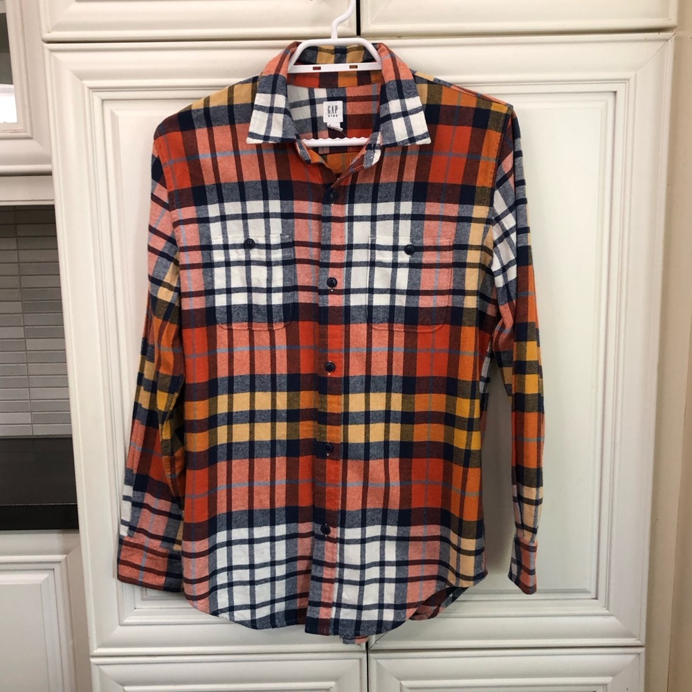 NWT GAP boys plaid flannel button up shirt